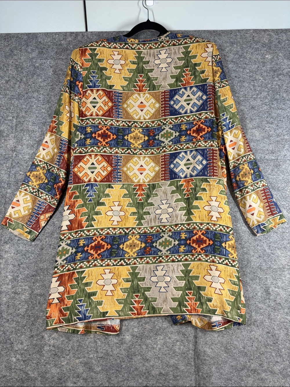 Algo Southwestern Open Cardigan Multicolor Boho Festival Aztec Jacket Country - Picture 11 of 14